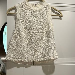 Zara lace, embroidered, sleeveless top, size small